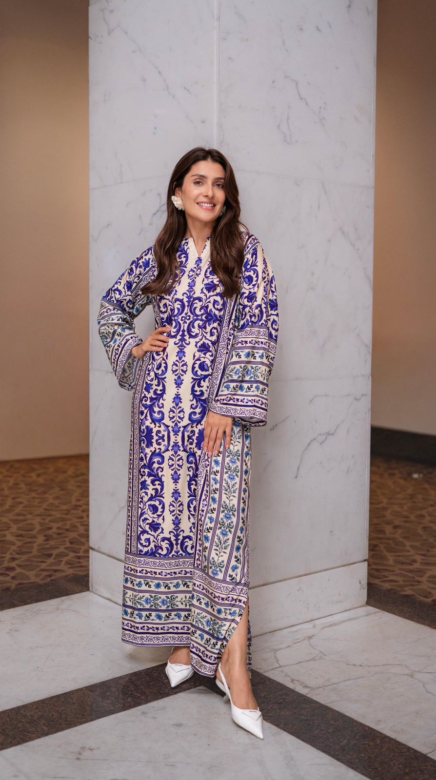 Long Printed Swiss Lawn 2 Piece Dress for Women - shop_nameHashaya